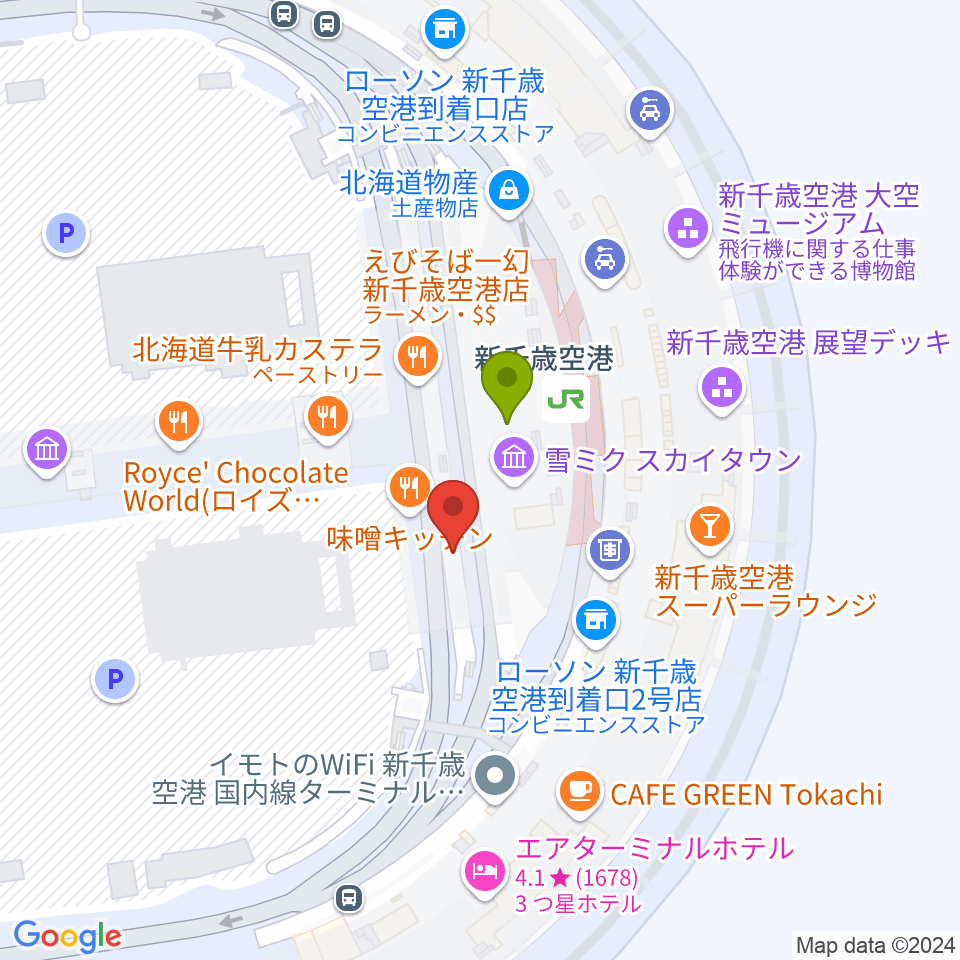 新千歳空港シアターの最寄駅新千歳空港駅からの徒歩ルート（約1分）地図