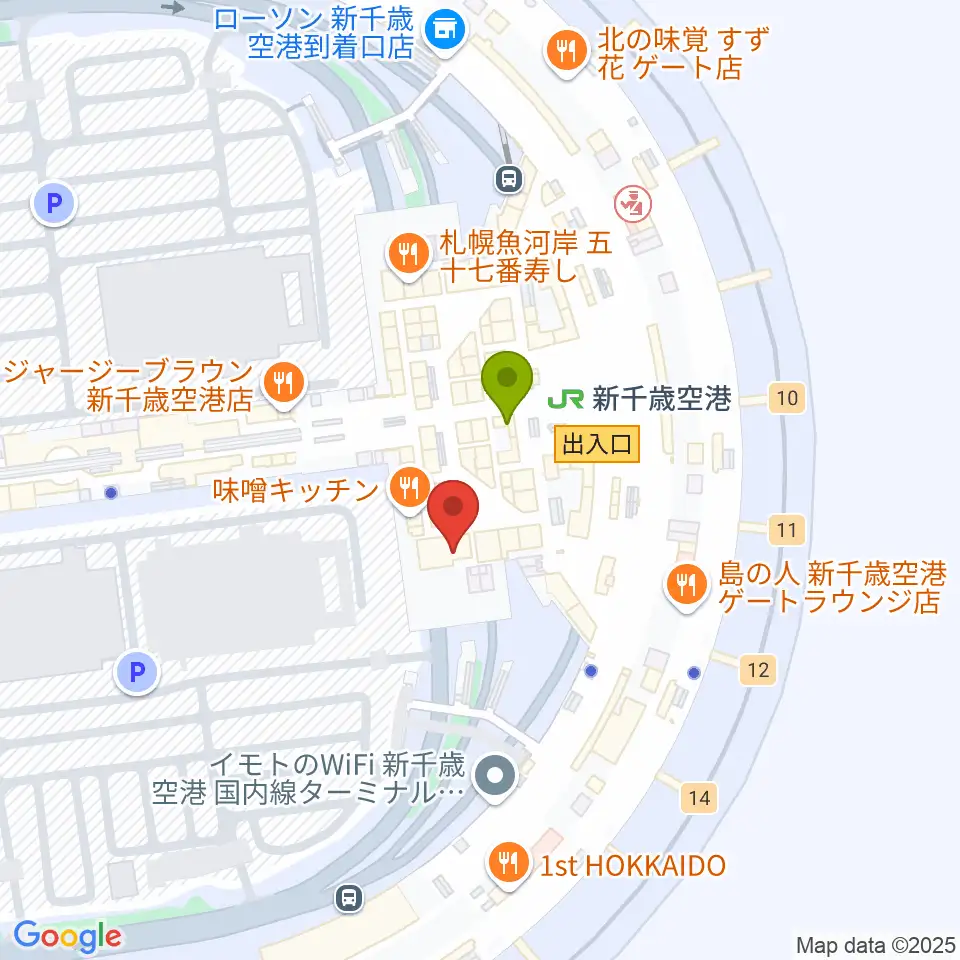 新千歳空港シアターの最寄駅新千歳空港駅からの徒歩ルート（約1分）地図