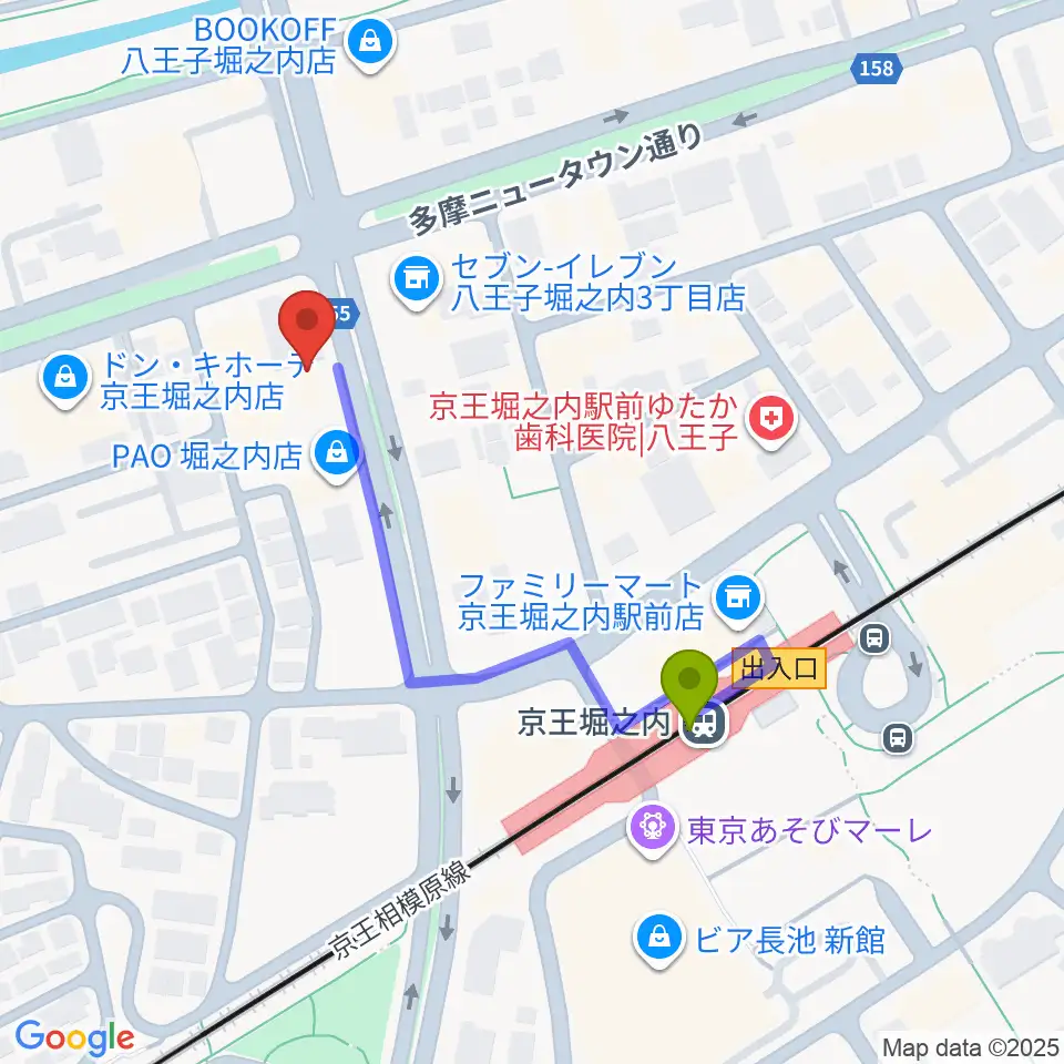京王堀之内time tokyoの最寄駅京王堀之内駅からの徒歩ルート（約4分）地図