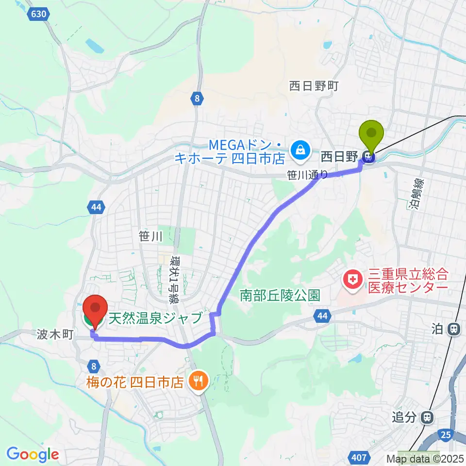 西日野駅からStudio-JABへのルートマップ地図