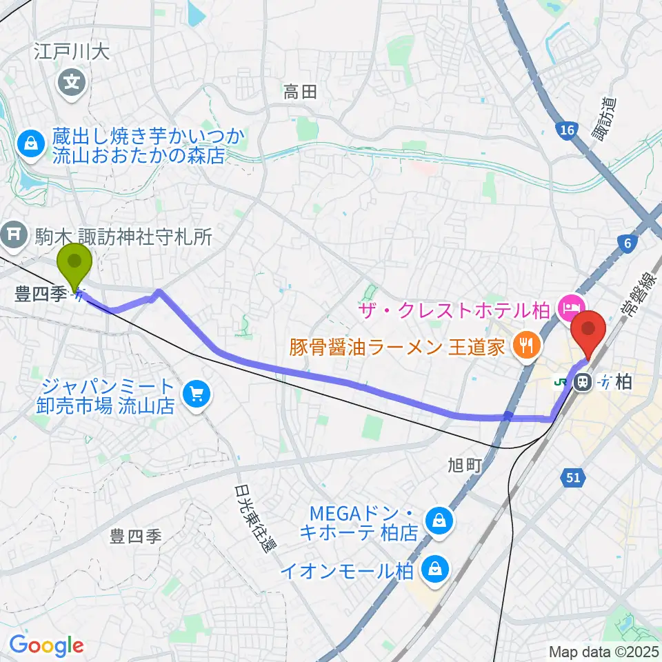 豊四季駅からキネマ旬報シアターへのルートマップ地図