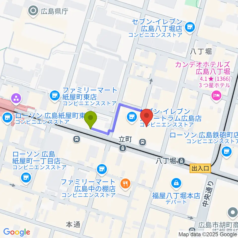 サロンシネマ1・2の最寄駅立町駅からの徒歩ルート（約2分）地図