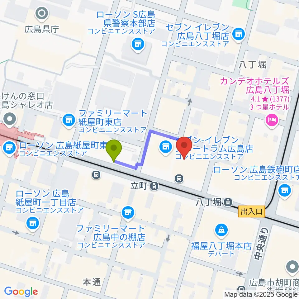サロンシネマ1・2の最寄駅立町駅からの徒歩ルート（約2分）地図