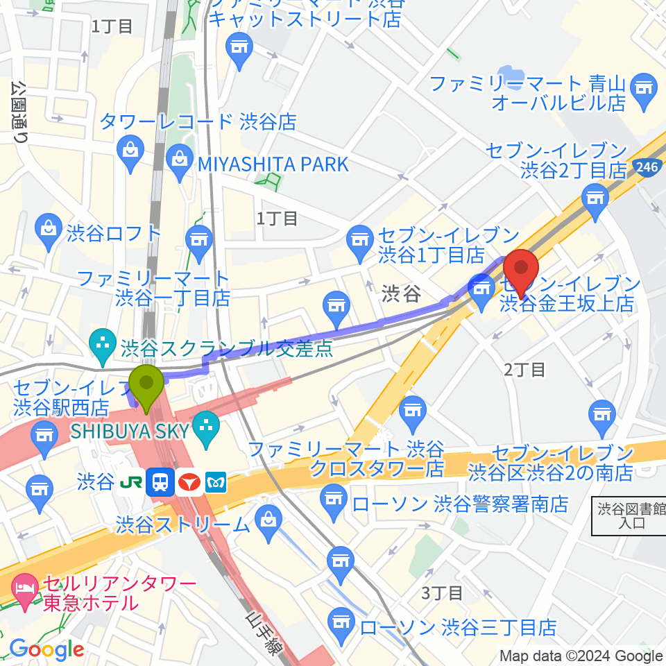 渋谷シアター・イメージフォーラムの最寄駅渋谷駅からの徒歩ルート（約9分）地図