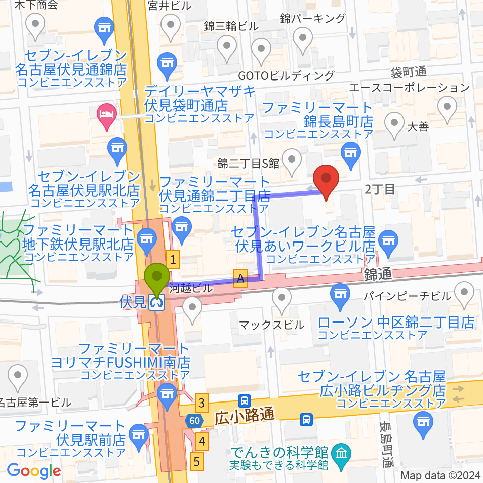 伏見ミリオン座の最寄駅伏見駅からの徒歩ルート（約3分）地図