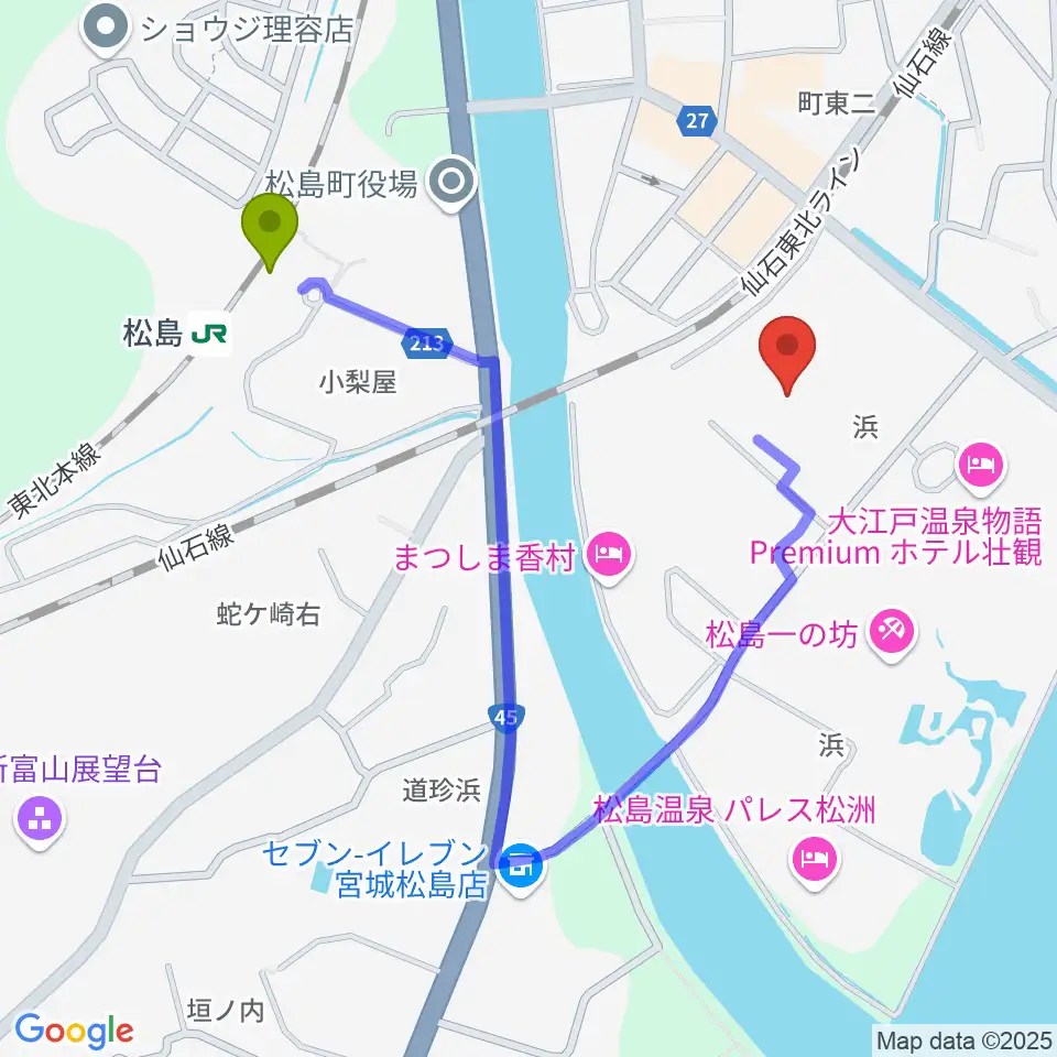 松島町文化観光交流館 アトレ・るHallの最寄駅松島駅からの徒歩ルート（約8分）地図