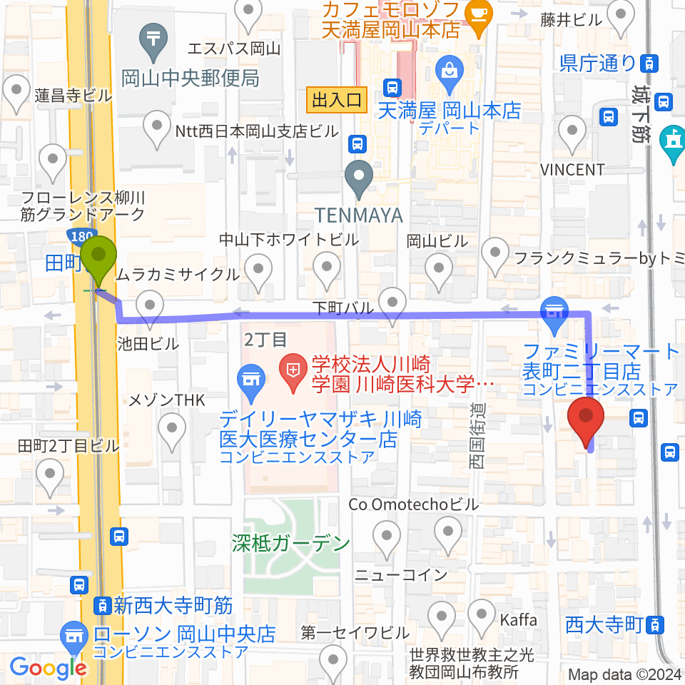 田町駅からジャズ喫茶JORDANへのルートマップ地図