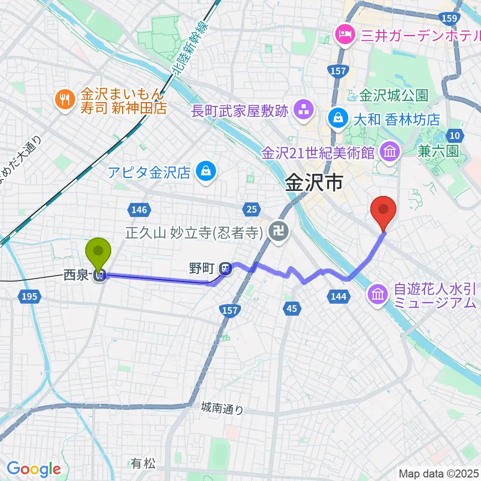 西泉駅から道草カフェ・アルプへのルートマップ地図