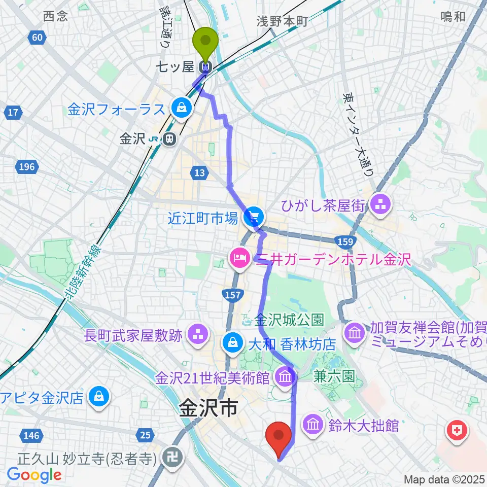 七ツ屋駅から道草カフェ・アルプへのルートマップ地図