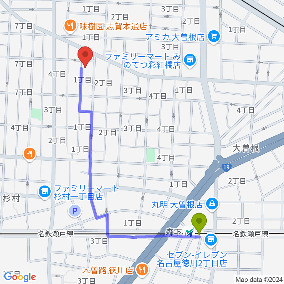 森下駅からwanderer studioへのルートマップ地図