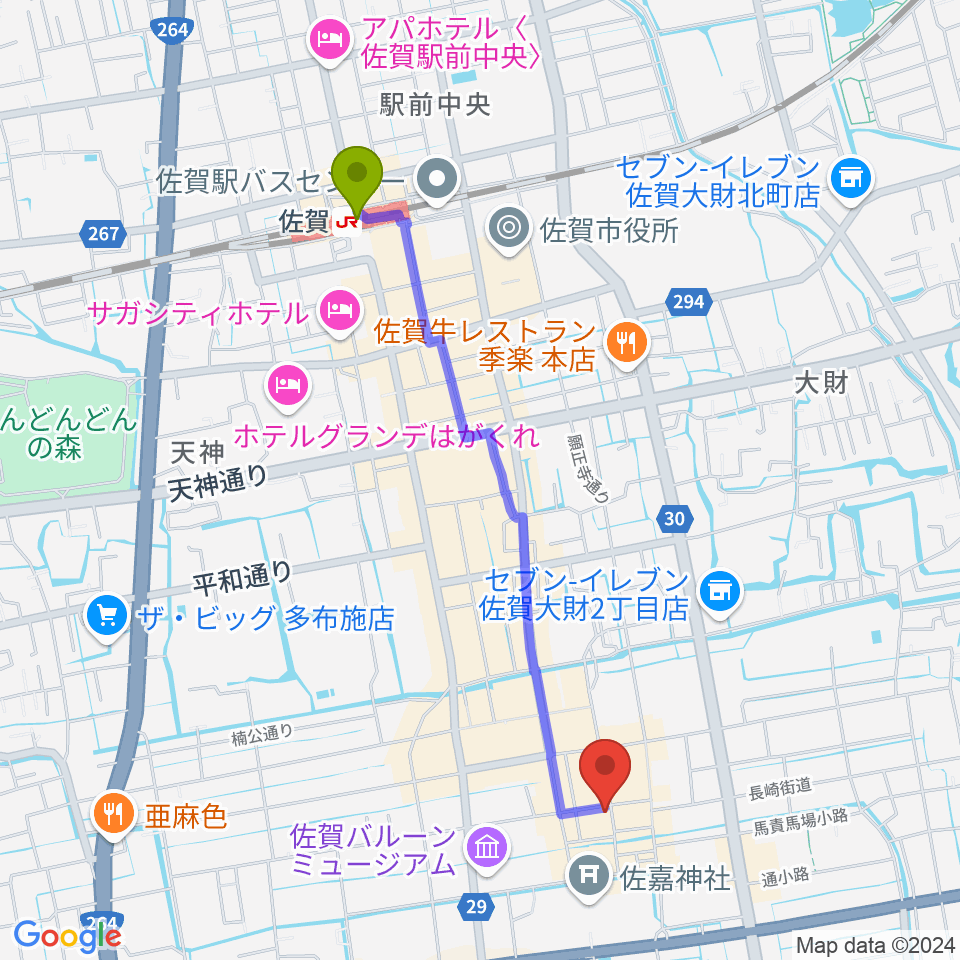 佐賀417の最寄駅佐賀駅からの徒歩ルート（約21分）地図