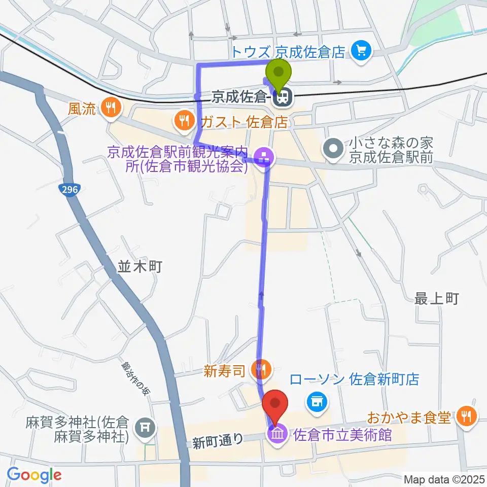 セイント・ディーの最寄駅京成佐倉駅からの徒歩ルート（約11分）地図