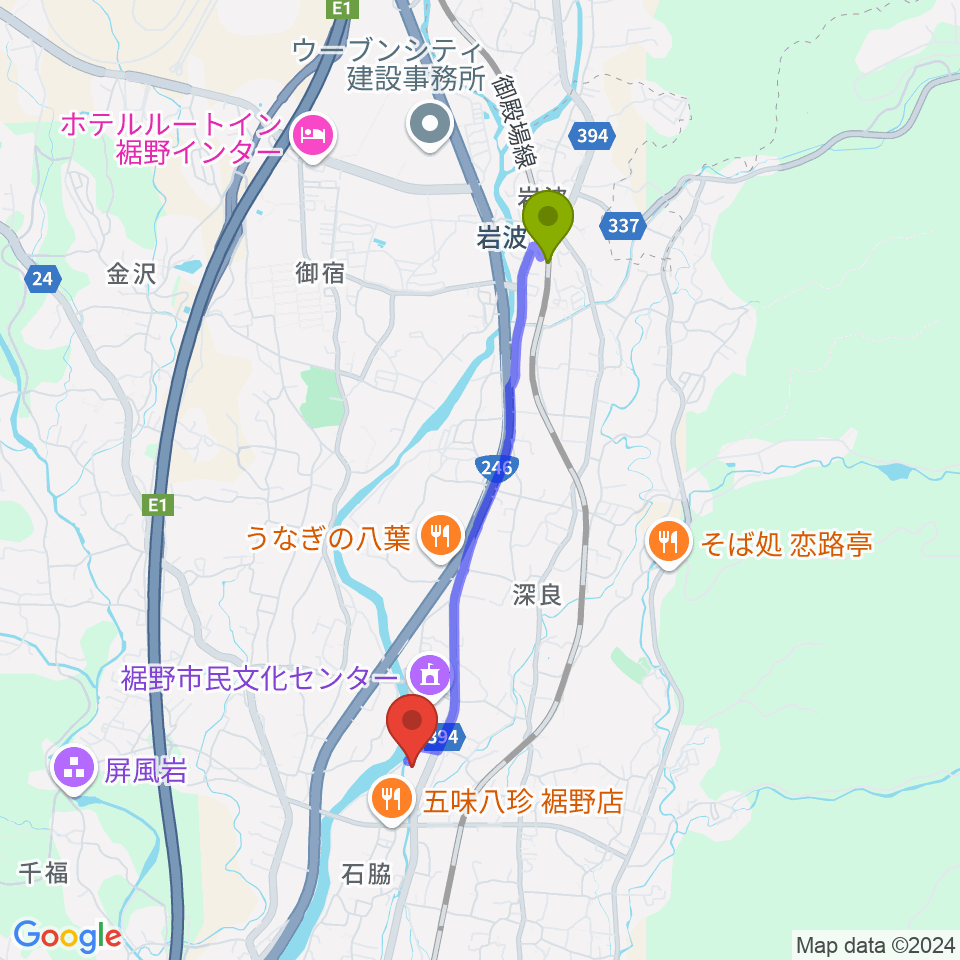 裾野市生涯学習センター ゆうあいプラザの最寄駅岩波駅からの徒歩ルート（約34分）地図