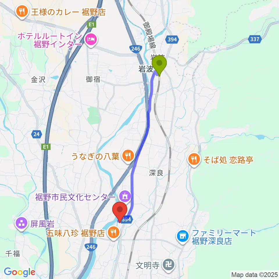 裾野市生涯学習センター ゆうあいプラザの最寄駅岩波駅からの徒歩ルート（約34分）地図