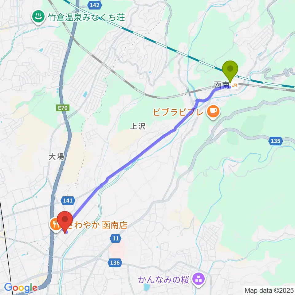 函南駅から函南町文化センターへのルートマップ地図