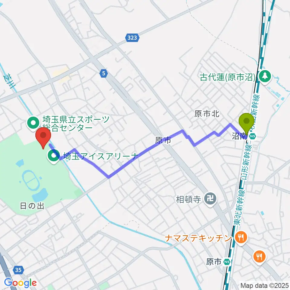 リプロ武道館の最寄駅沼南駅からの徒歩ルート（約22分）地図