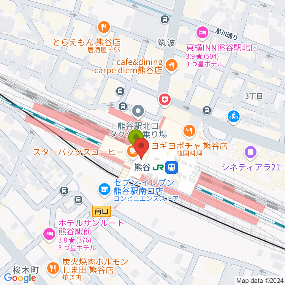 FMクマガヤの最寄駅熊谷駅からの徒歩ルート（約0分）地図