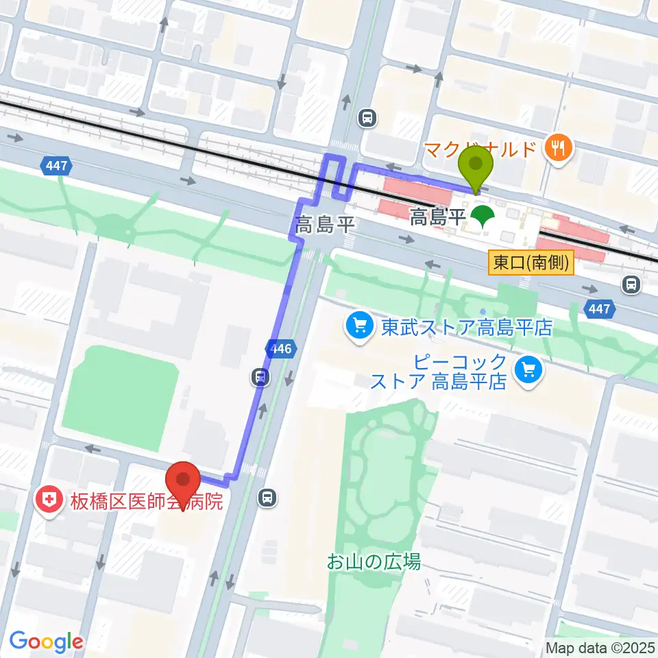 高島平区民館の最寄駅高島平駅からの徒歩ルート（約5分）地図