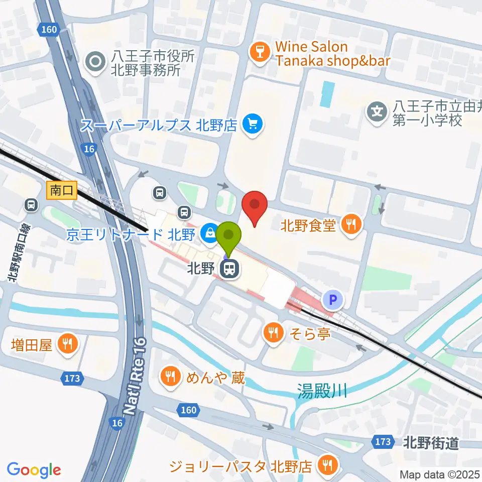 スタジオ・ラクスタの最寄駅北野駅からの徒歩ルート（約1分）地図