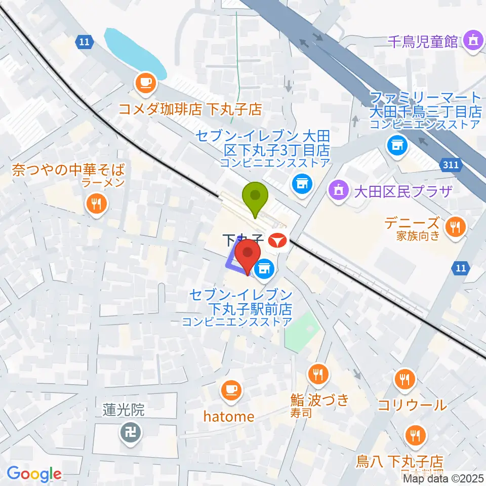 STUDIO楽 下丸子店の最寄駅下丸子駅からの徒歩ルート（約1分）地図