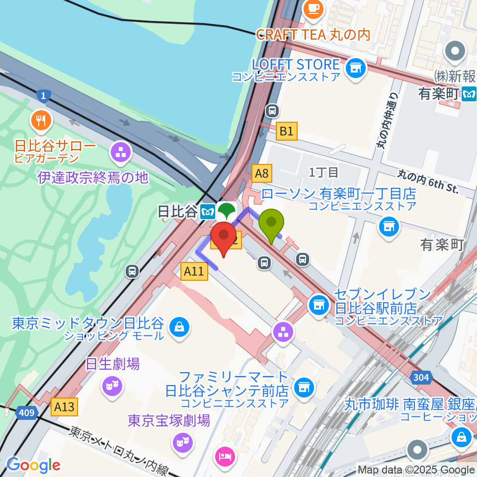 ベヒシュタイン・セントラム 東京の最寄駅日比谷駅からの徒歩ルート（約1分）地図