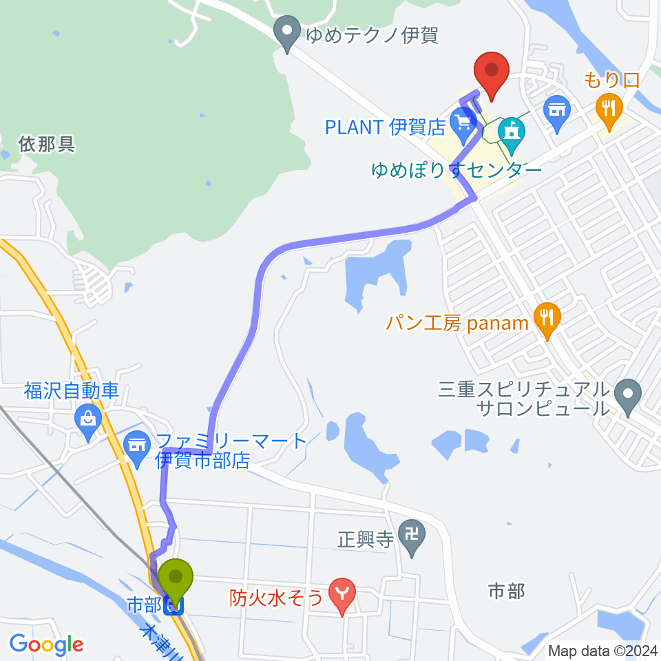 DMGMORIアリーナの最寄駅市部駅からの徒歩ルート（約28分）地図