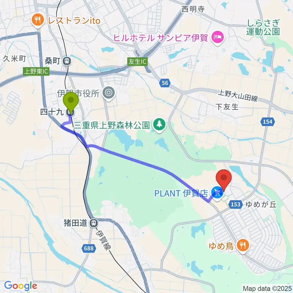 四十九駅からDMGMORIアリーナへのルートマップ地図