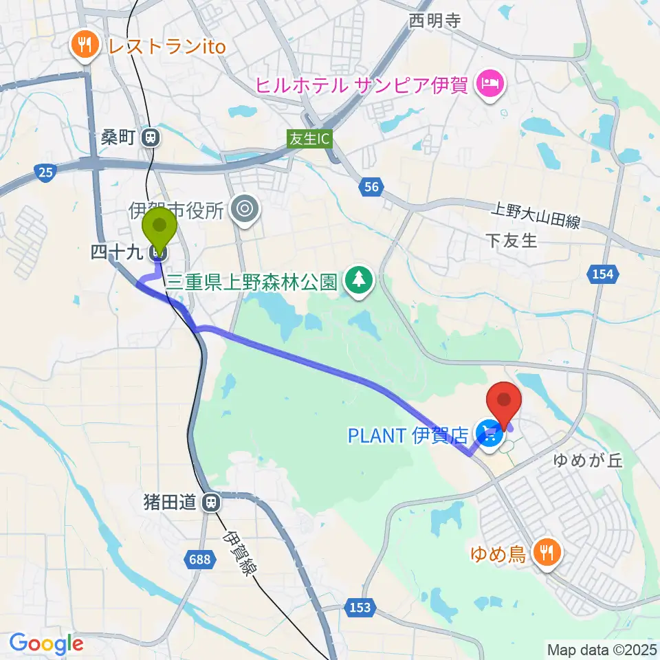 四十九駅からDMGMORIアリーナへのルートマップ地図