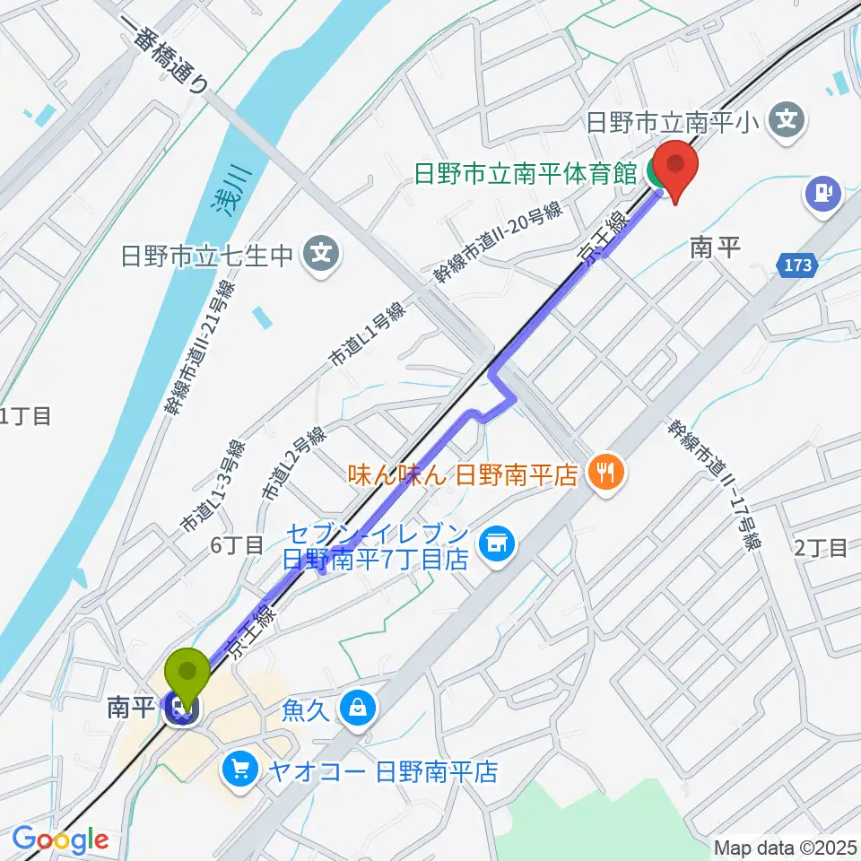 フクシ・エンタープライズ南平アリーナの最寄駅南平駅からの徒歩ルート（約13分）地図