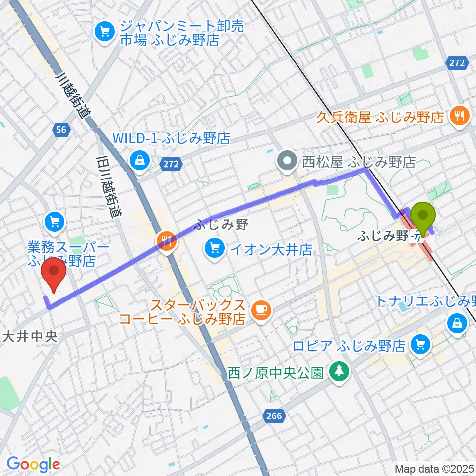 ふじみ野ステラ・ウェストの最寄駅ふじみ野駅からの徒歩ルート（約24分）地図