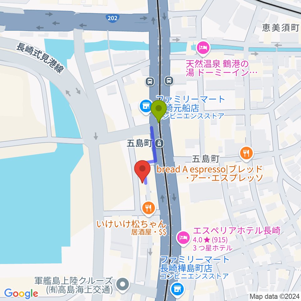 ECHO FIELD（エコーフィールド）の最寄駅五島町駅からの徒歩ルート（約2分）地図