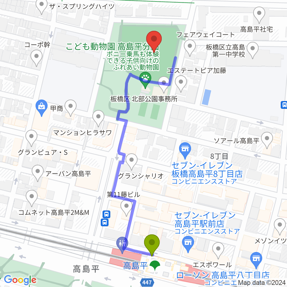 徳丸ヶ原野球場の最寄駅高島平駅からの徒歩ルート（約5分）地図