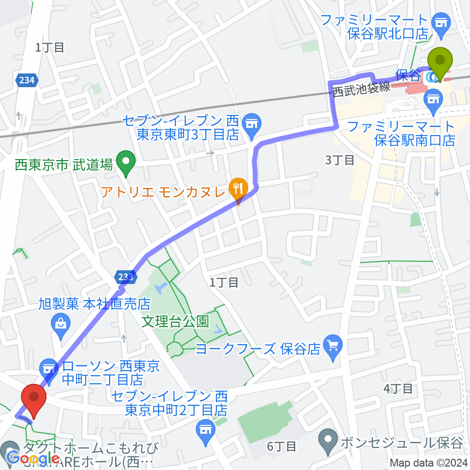 西東京市スポーツセンターの最寄駅保谷駅からの徒歩ルート（約17分）地図