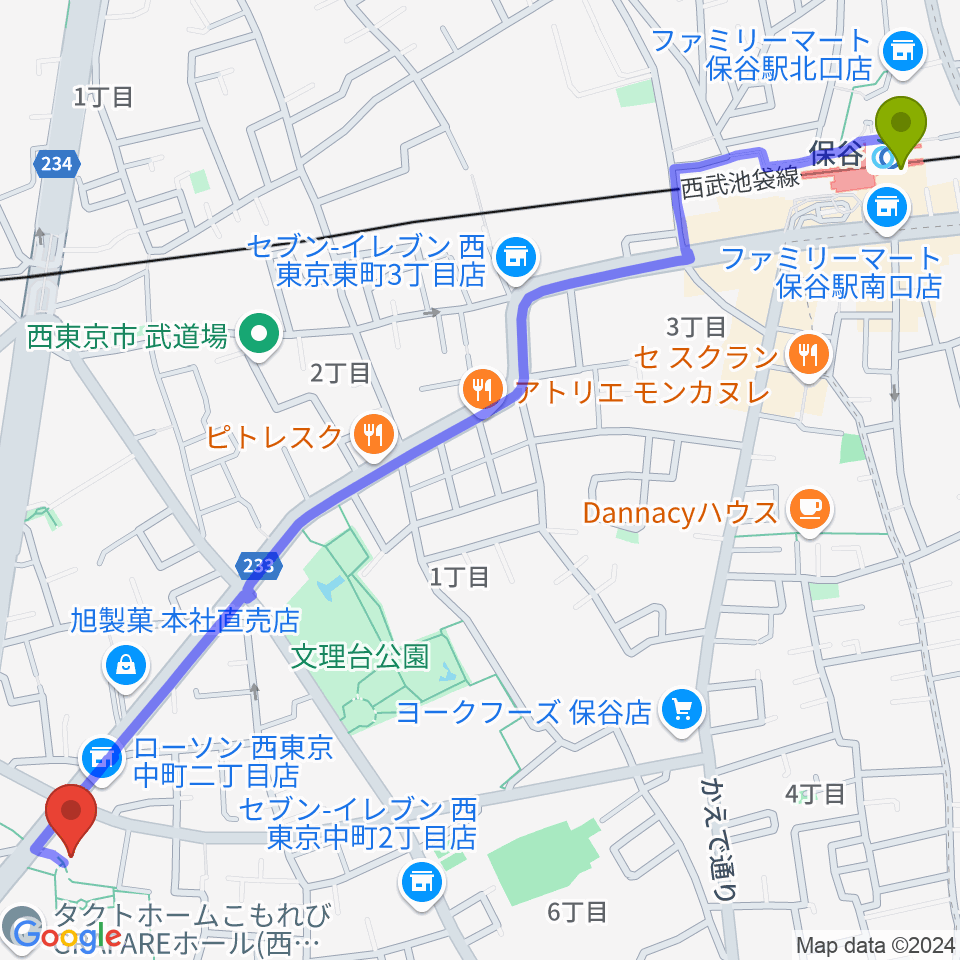 西東京市スポーツセンターの最寄駅保谷駅からの徒歩ルート（約17分）地図