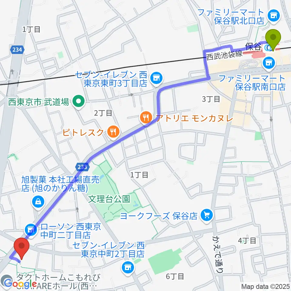 西東京市スポーツセンターの最寄駅保谷駅からの徒歩ルート（約17分）地図