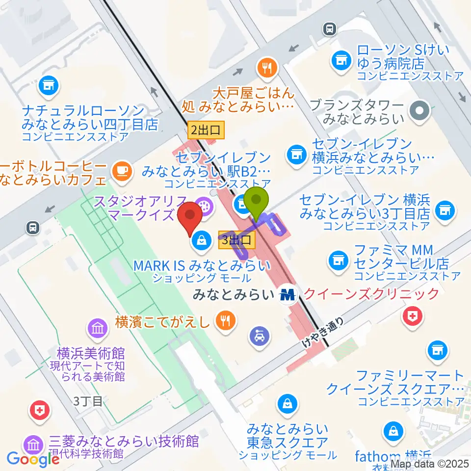 ローソン・ユナイテッドシネマ STYLE-S みなとみらいの最寄駅みなとみらい駅からの徒歩ルート（約1分）地図