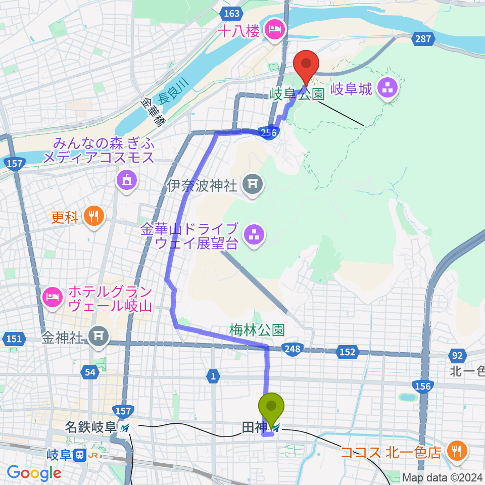 加藤栄三・東一記念美術館の最寄駅田神駅からの徒歩ルート（約44分）地図