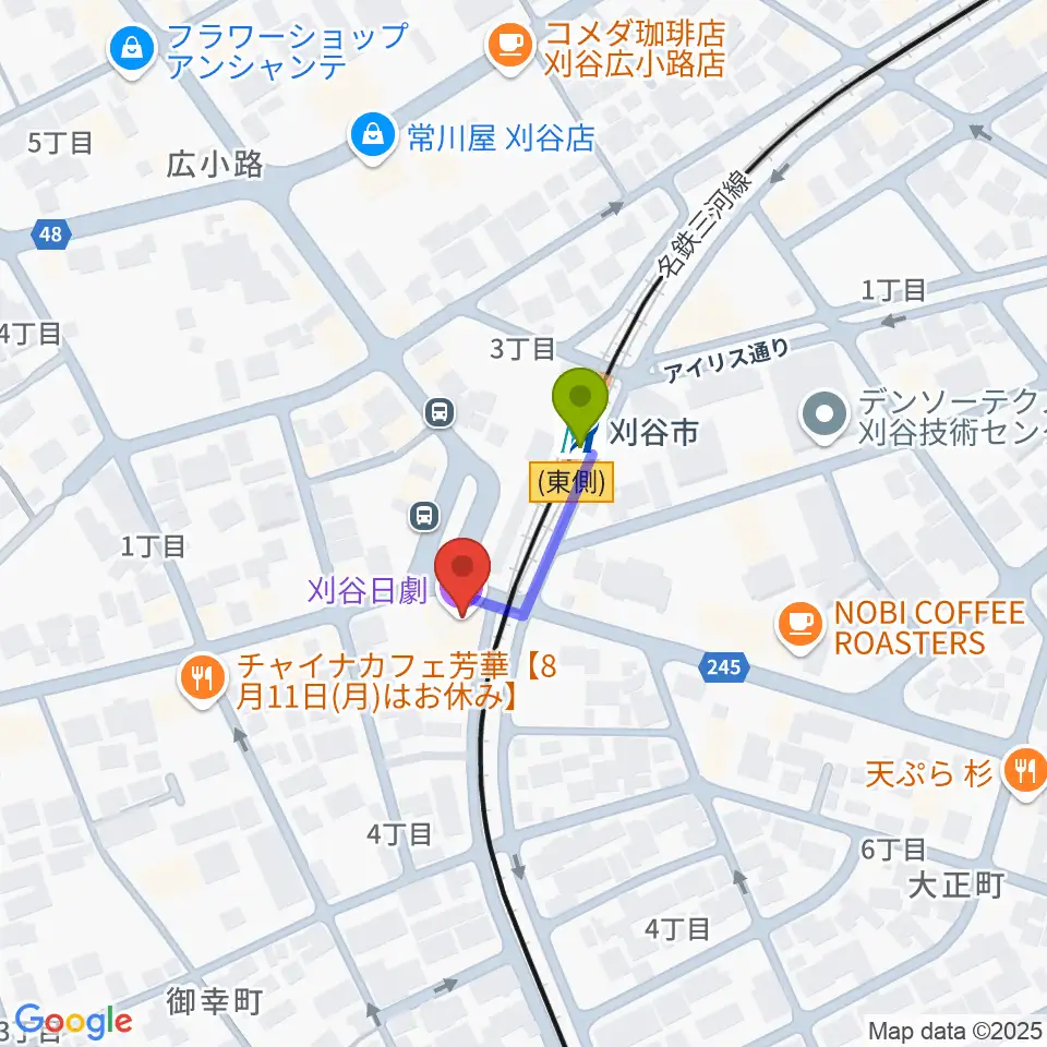 刈谷日劇の最寄駅刈谷市駅からの徒歩ルート（約2分）地図