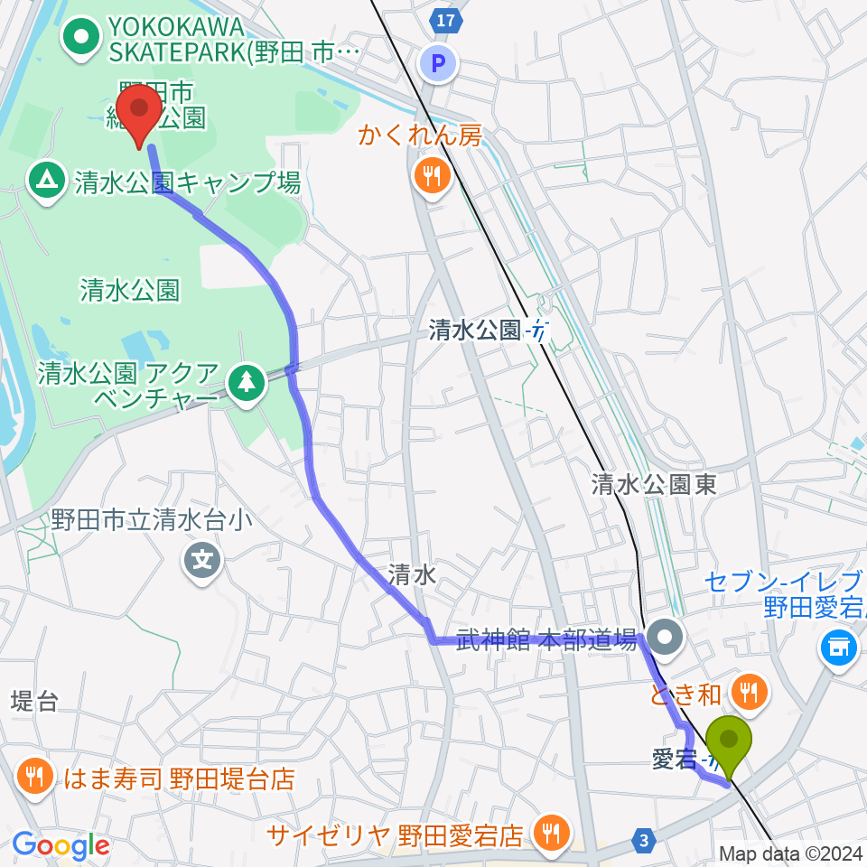 愛宕駅からインフォマージュアリーナへのルートマップ地図