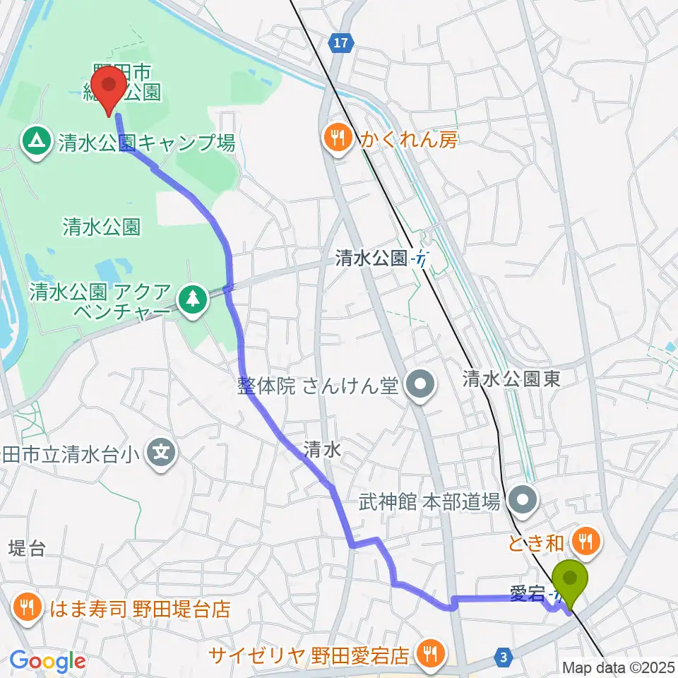愛宕駅からインフォマージュアリーナへのルートマップ地図