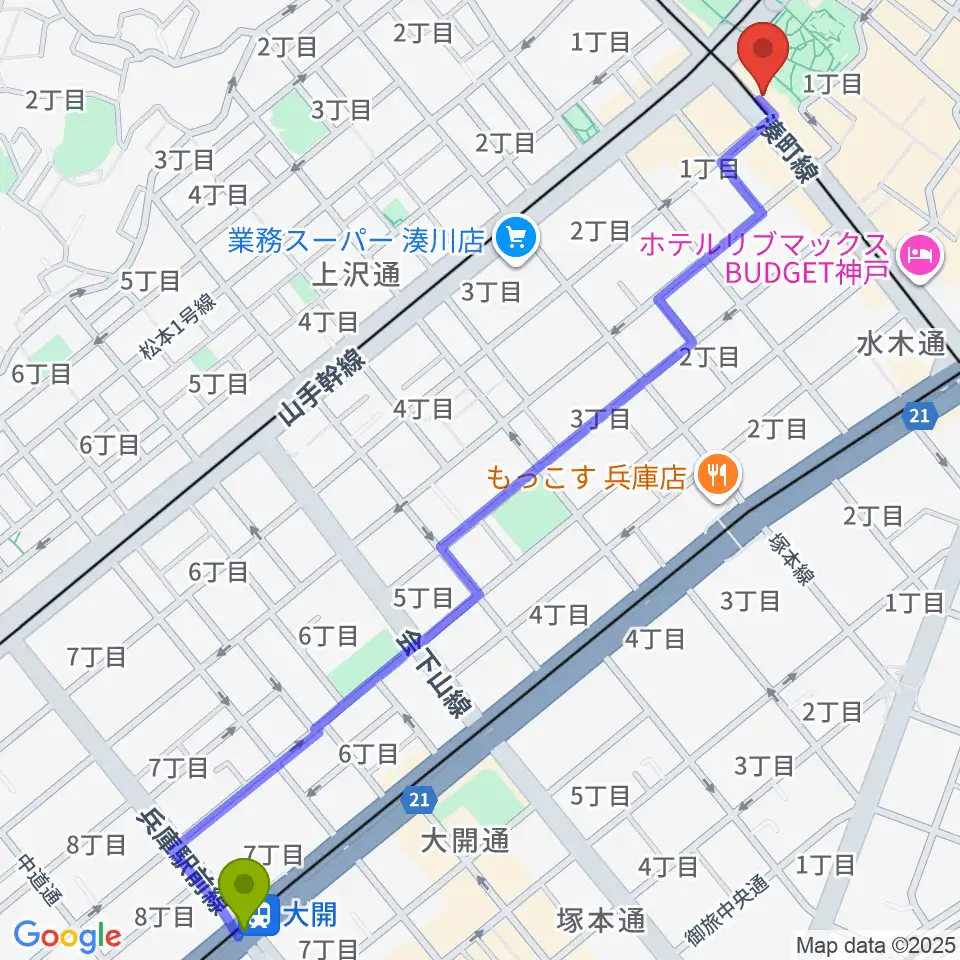 大開駅からStudio Nekoへのルートマップ地図