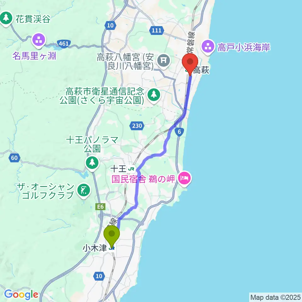 小木津駅からVoodoo Studioへのルートマップ地図