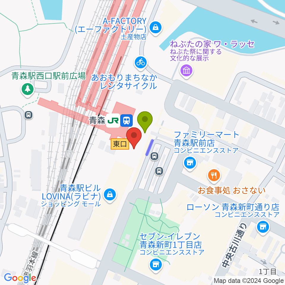 協同組合タッケン美術展示館の最寄駅青森駅からの徒歩ルート（約0分）地図