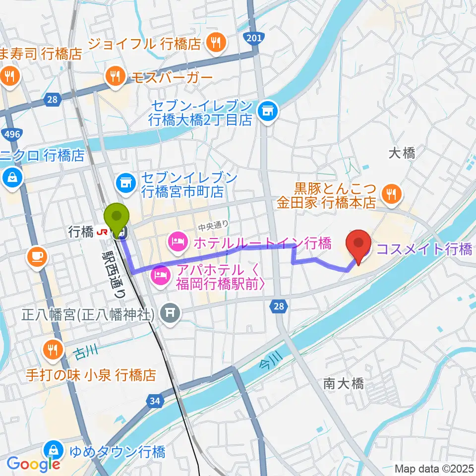 行橋市歴史資料館の最寄駅行橋駅からの徒歩ルート（約16分）地図