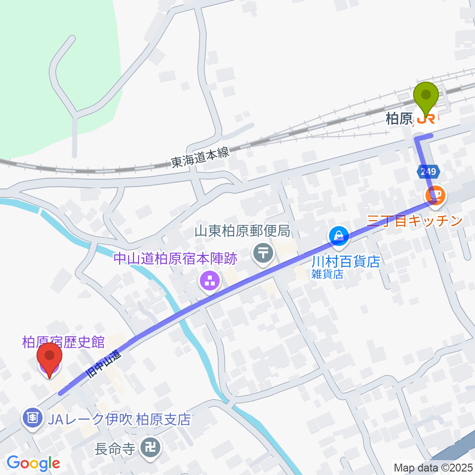 米原市柏原宿歴史館の最寄駅柏原駅からの徒歩ルート（約8分）地図