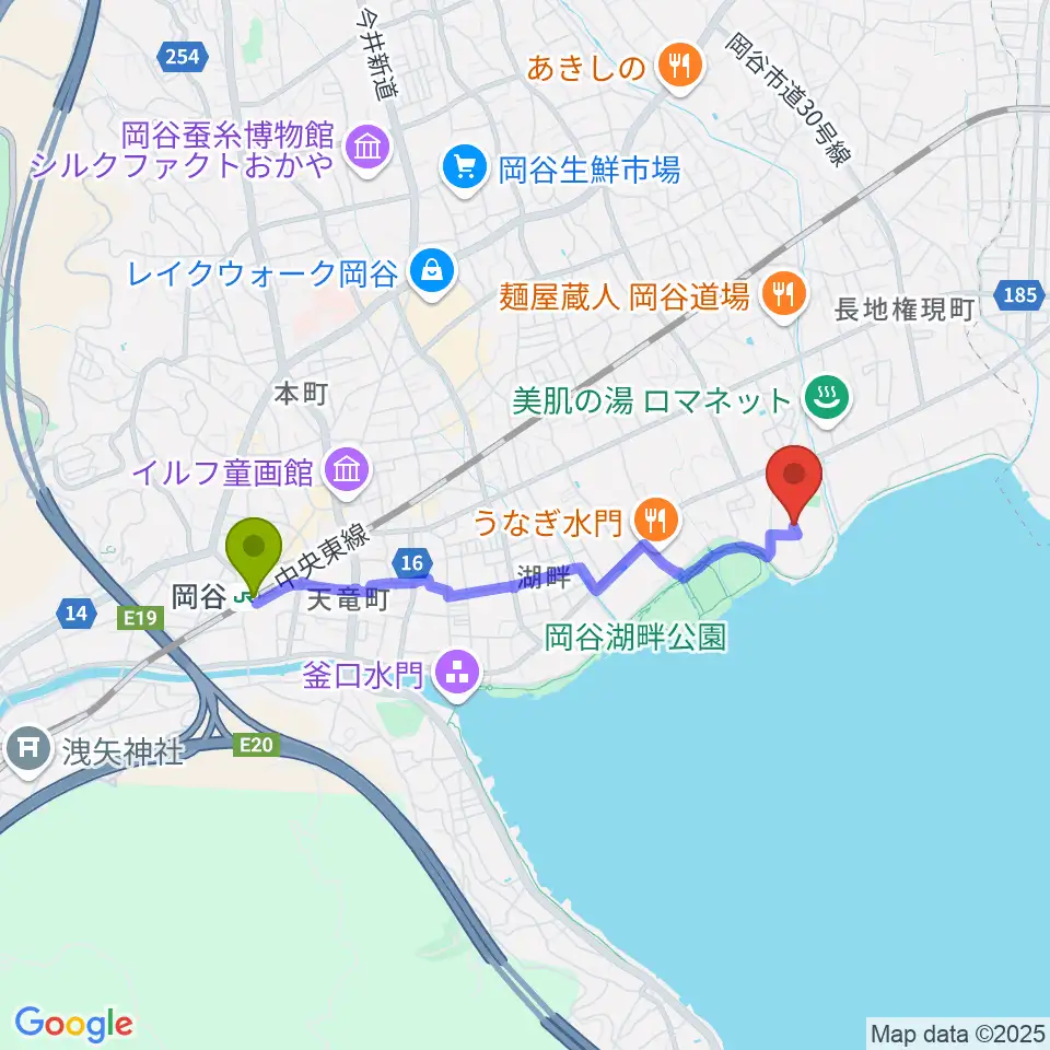 スワンドーム 岡谷市民総合体育館 西体育館の最寄駅岡谷駅からの徒歩ルート（約32分）地図