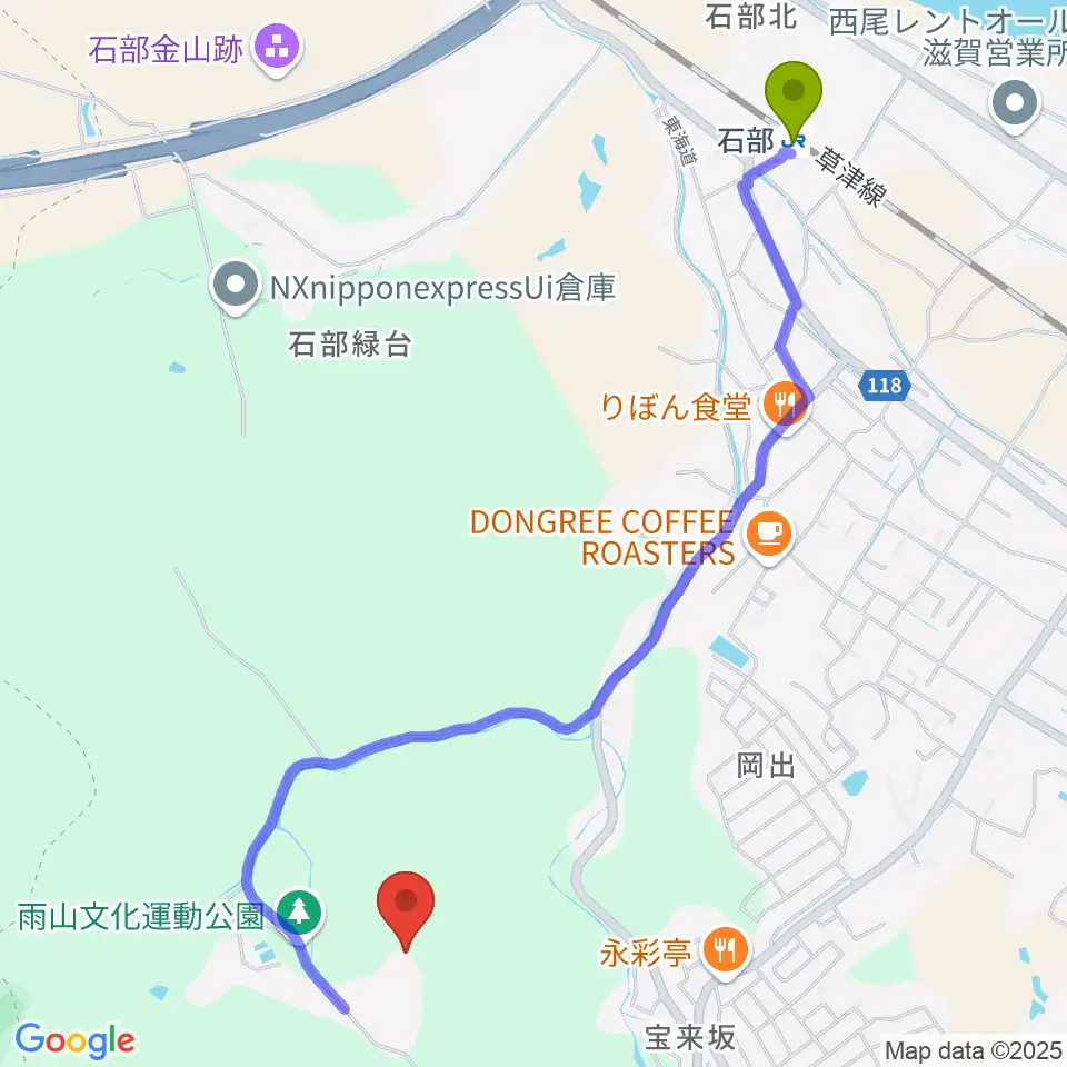 東海道石部宿歴史民俗資料館の最寄駅石部駅からの徒歩ルート（約26分）地図