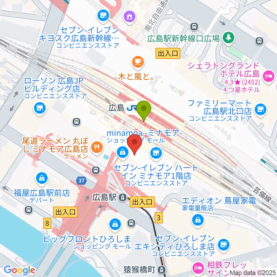MOVIX広島駅の最寄駅広島駅からの徒歩ルート（約1分）地図