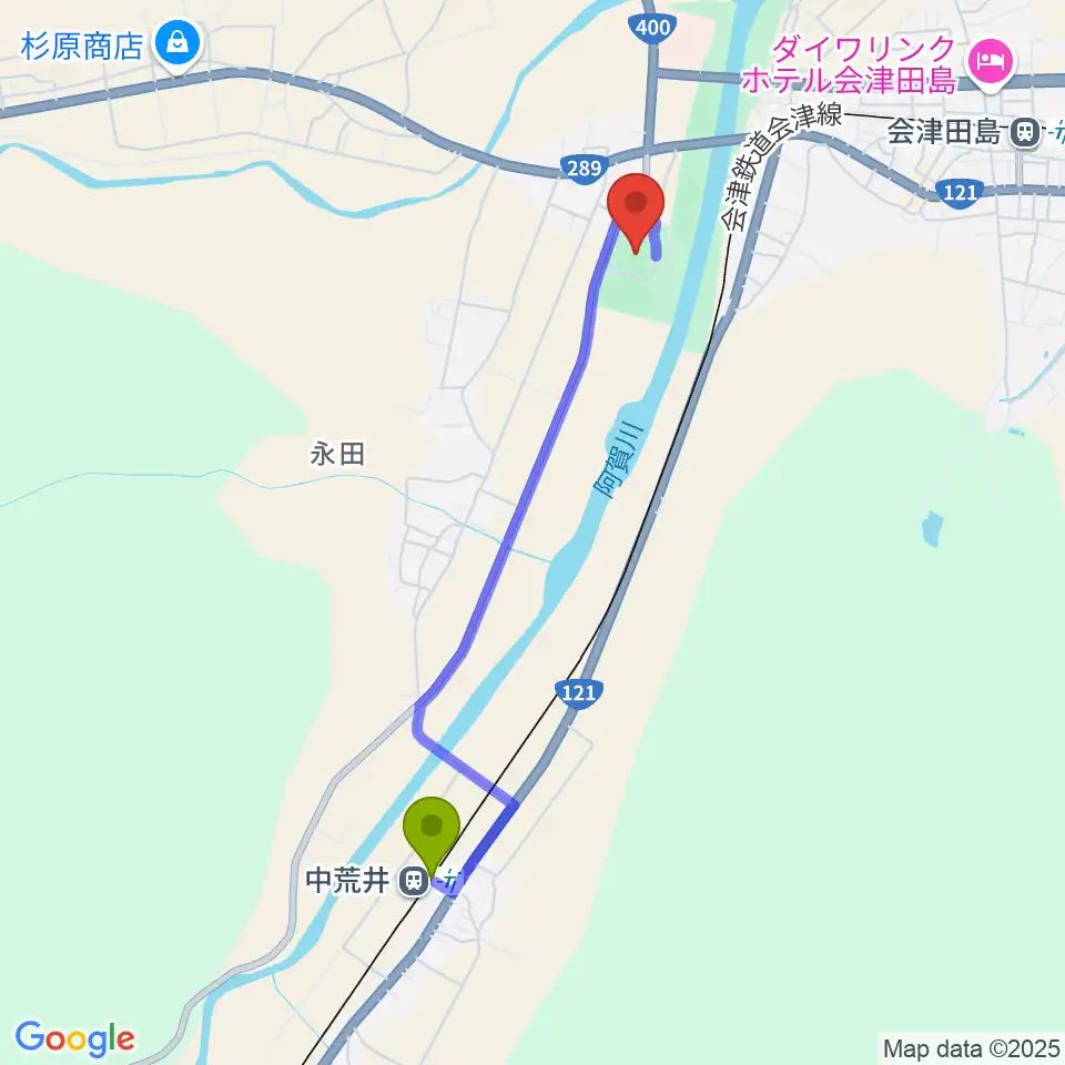 中荒井駅からびわのかげ運動公園野球場へのルートマップ地図