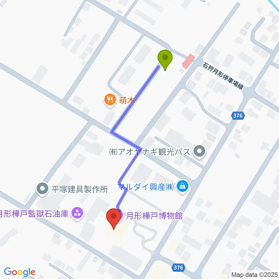月形樺戸博物館の最寄駅石狩月形駅からの徒歩ルート（約4分）地図